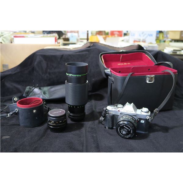 Vintage Canon Camera & Lenses + Bag
