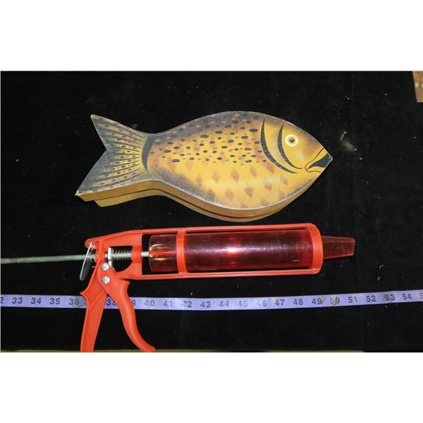 Caulking Gun & Fish Shaped Box