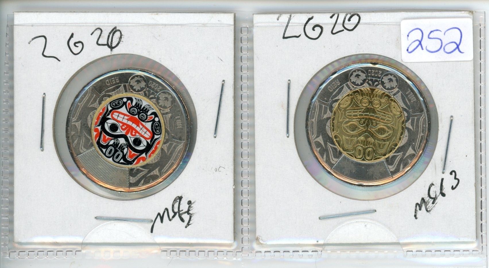 Bill Reed Monogram 2 X 2020 Bill Reed Comemorative Toonies (One is Colorized) - Schmalz ...