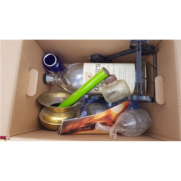 Wisers Bottle & Brass Pot & Misc. Items