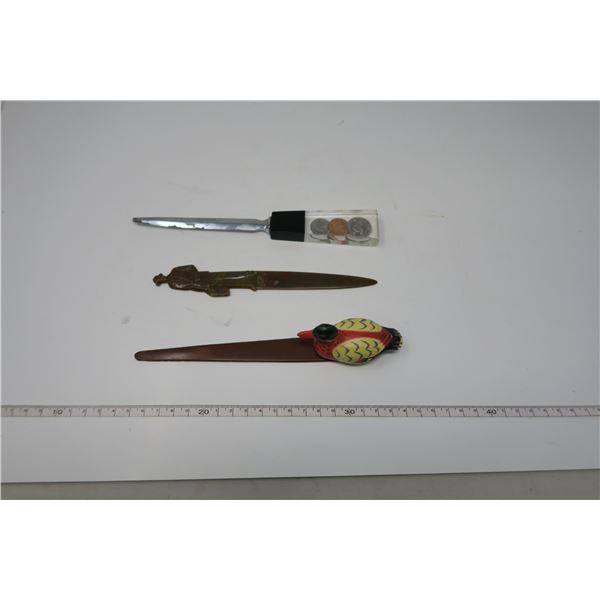 3 VINTAGE LETTER OPENERS