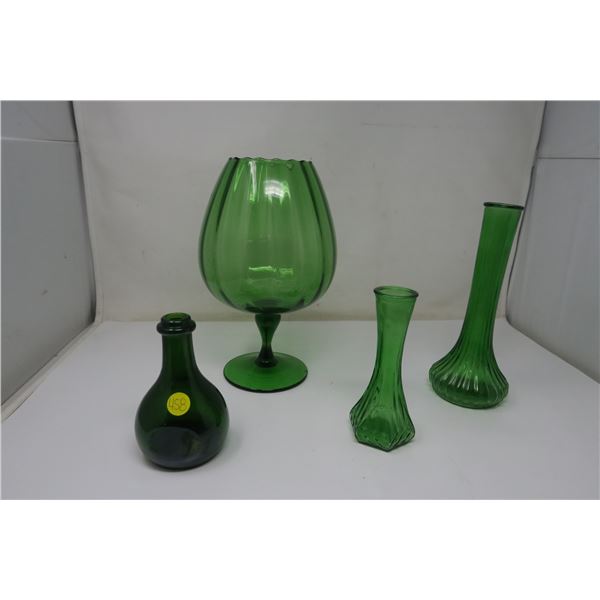 4 Piece Green Glass