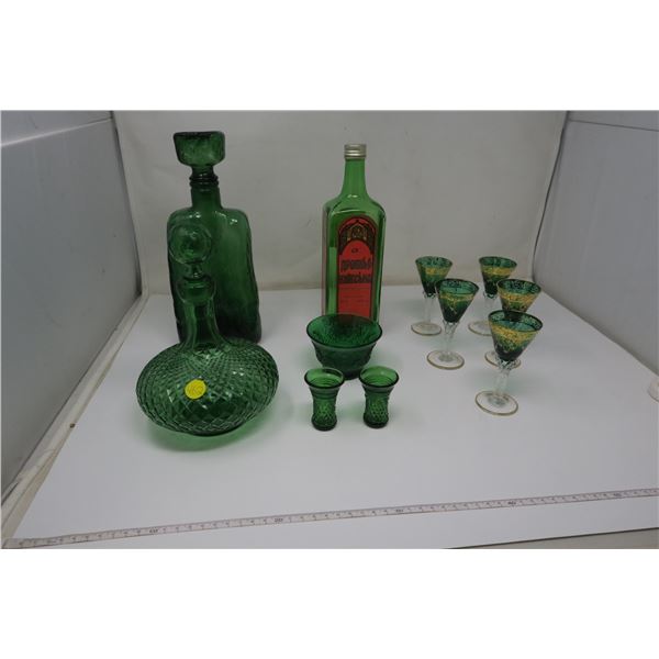 11 Piece Green Glass - some made in Italy