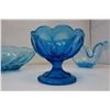 Image 6 : 3 x Blue Glass Pieces, 1 Made in Italy, 1 Blu Capri Seashell Serving Dish