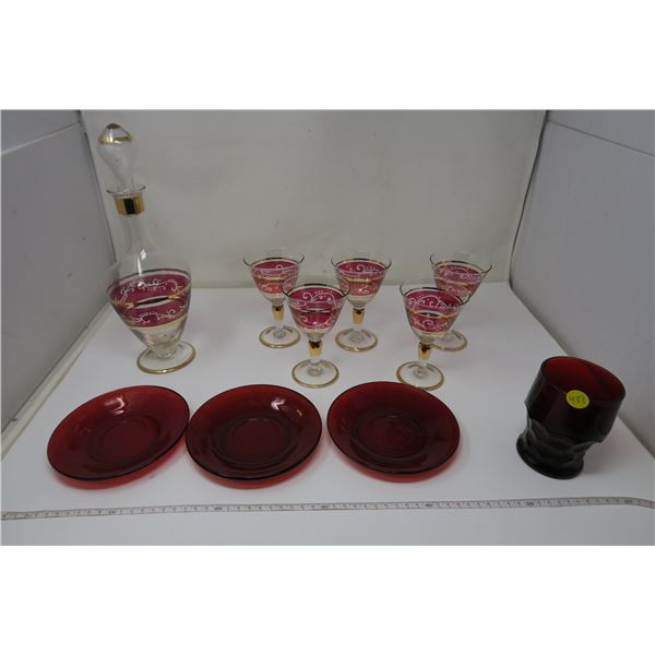 10 Piece Glass - Lot All Red