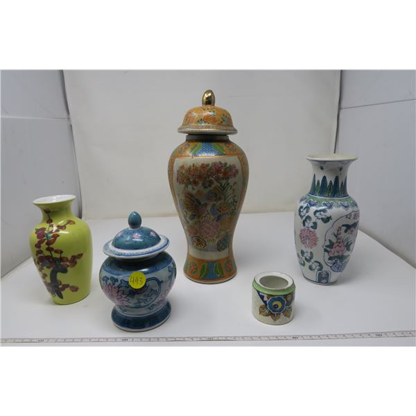 5 Asian Style Vases