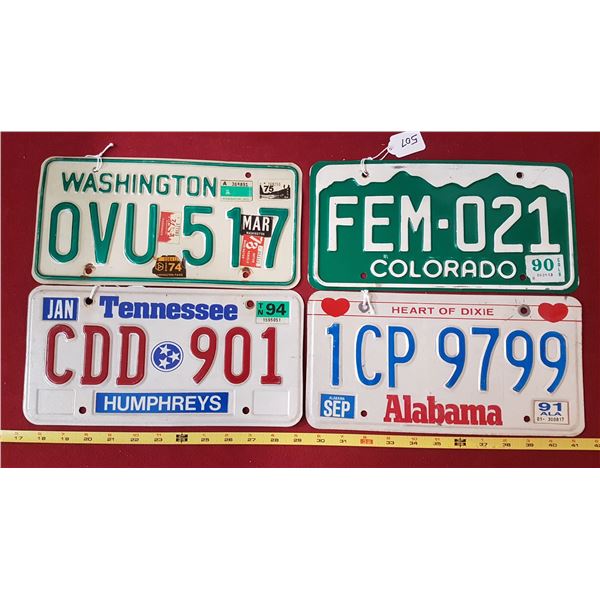 Colorado , Washington,Alabama, Tennessee Plates