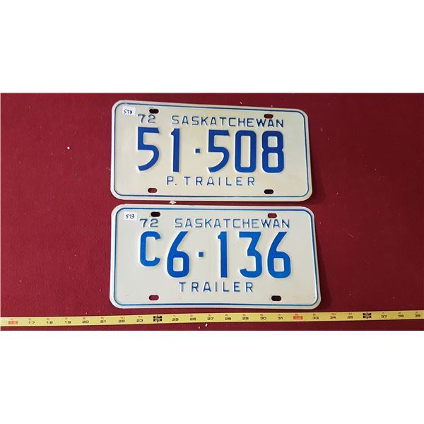 1972 Passenger & C Trailer Licence Plates