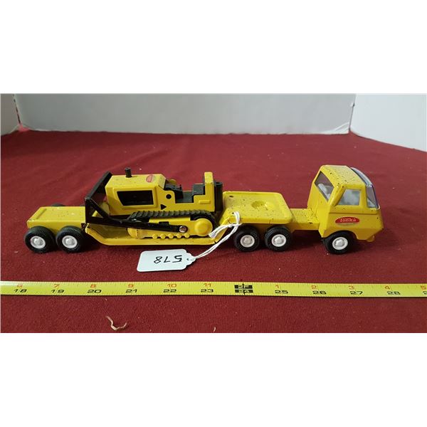 Tonka Caterpillar & Flat Deck Truck 11 1/4"long