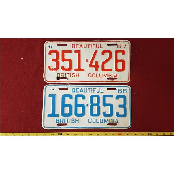 BC 1966 & 1967 Licence Plates