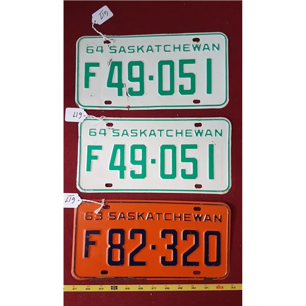 SK Farm Licence Plates 1963 & 1964