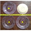 Image 3 : 3 Clear Glass Saucers, 1 White Alfred Meaken - England