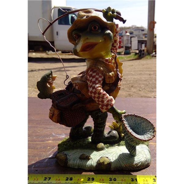 Frog Catching Fish Figurine