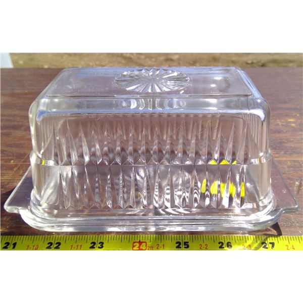 1 Clear Butter Dish - Top & Bottom