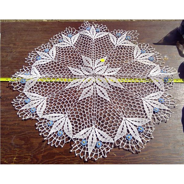 1 - 27" Crochet Centre Piece with Blue Flowers