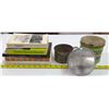 Image 1 : Lot of 1 Ogden Tobacco Tin, 5 Books, 1 Tin Cup & 1 Halogen Bulb (90W)
