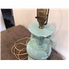 Image 2 : Vintage green ceramic lamp (works), no shade, one small chip