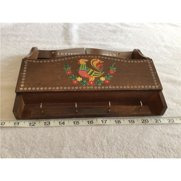 Vintage wood letter/bill holder - 2 photos