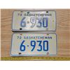 Image 1 : Pair of Saskatchewan 1972 license plates