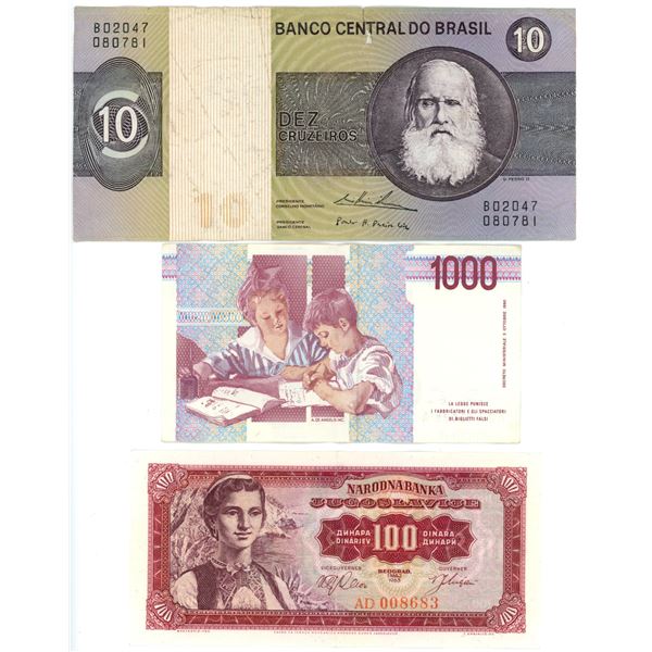 Currency - Brazil, Italy & Yugoslavia
