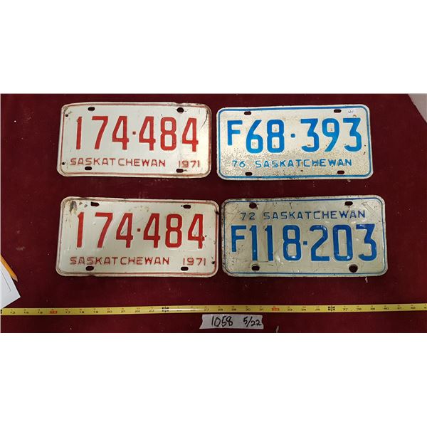 2 Matched 71 &72 & 76 Sask. Plates