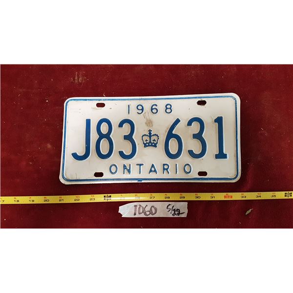 1968 Ontario Plate