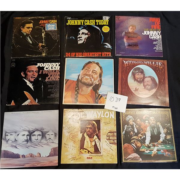 9 Country Records/Vinyl Bundle (Johnny Cash,Waylon Jennings, Willie Nelson and Kenny Rogers)