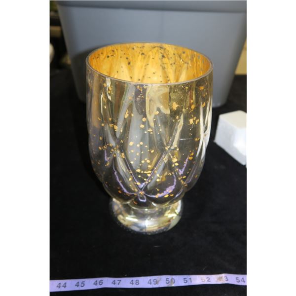 #1101 - Partylite Silver and Gold Shimmer Hurricane - In Box Unused