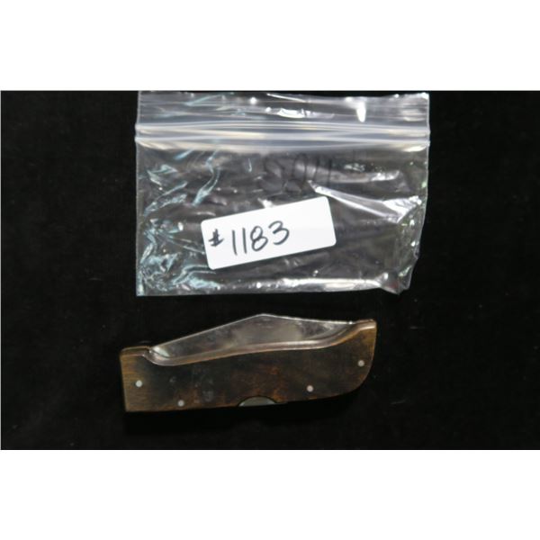 #1183 - Vintage Made In Japan Maxam Steel LB 440 REG. USA PAT. OFF Wood Handle Knife HTF