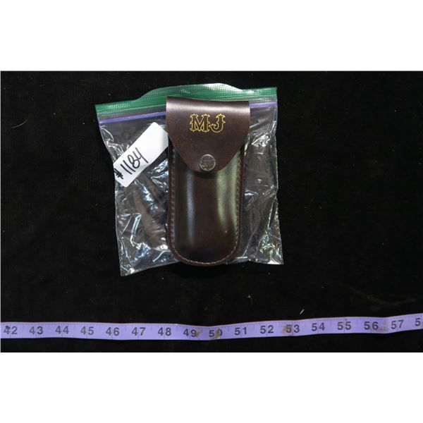 #1184 - Vintage M.J Wood Handle Stainless Steel Knife with Leather Sheath