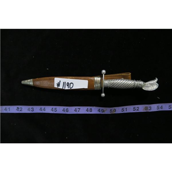 #1190 - Vintage Eagle Head Dagger with Leather Sheath