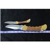 Image 2 : #1195 - 2 Vintage Buck Knives; Wood Handle Single Blade Pakistan Bucks 7.5" and 11.5"