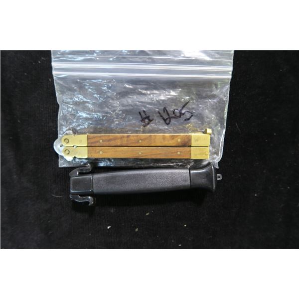 #1205 - 2 Vintage Knives, Broken Stiletto and a Balisong Trainer Knife - *Not sharpened