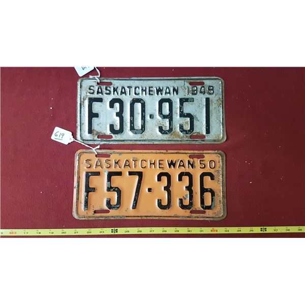 SK Farm Licence Plates 1948 & 1950