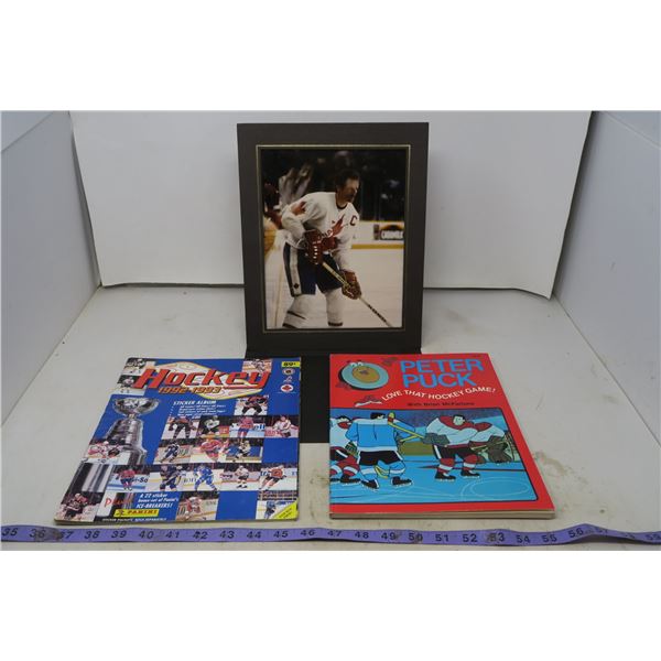 Kids Hockey Books & Vintage Player Photograph
