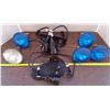 Image 1 : 4 Blue Halogen Bulbs, 1 Clear & 2 Dual Bulb Receptacles