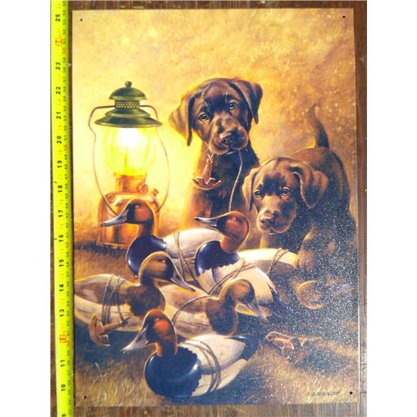 1 Tin Sign - Dogs & Ducks