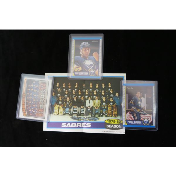 #1304 - Buffalo Sabres Lot; 1989-90 O-Pee-Chee Pierre Turgeon & Dave Andreychuk, 1976-77 Team Checkl