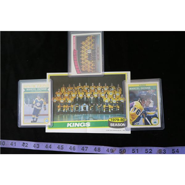 #1305 - Los Angeles Kings Lot; 1982-83 O-Pee-Chee Marcel Dionne and In Actions Cards, 1976-77 Team C