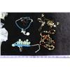 Image 1 : #1318 - Estate Costume Jewelry - Blue Bead Necklace, Blue Beaded Bracelet & 2 Brown Bead Neckalces