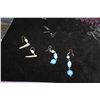 Image 2 : #1319 - Estate Costume Jewelry - Mother of Pearl Whale Bone Bead Earrings, blue bead earrings,  2 fa