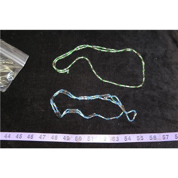 #1322 - Estate Costume Jewelry - 2 Magnetic Bracelets,  1 blue beaded 1 green beaded