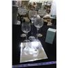Image 1 : #1345 - Tiered Wineglass Trio Votive Holders, pair of Tealight Holders & Mirror Candle Tray and a  C