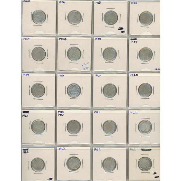 (20) 1955-1962 Canadian 10 Cent Coins