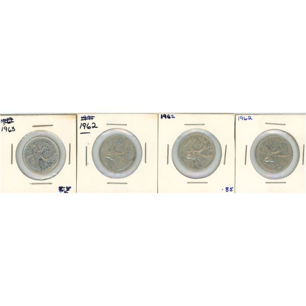 (4) 1967-1963 Canadian 25 Cent Coins