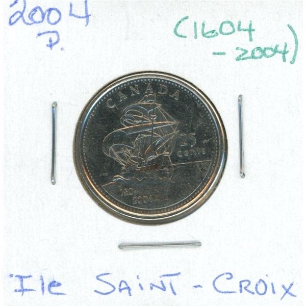 2004-p Canadian 25 Cent Coin (1609-2004) (ILE Saint-Croix)