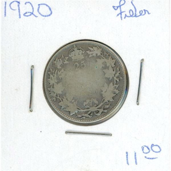 1920 Canadian 25 Cent Coin