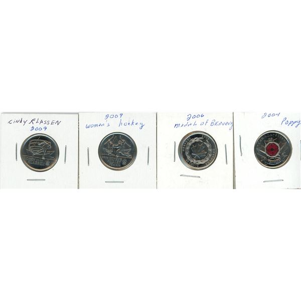 (4) 2004-2009 Canadian 25 Cent Coins