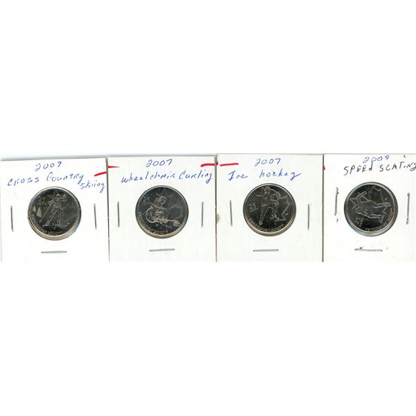 (4) 2007-2009 Canadian 25 Cent Coins