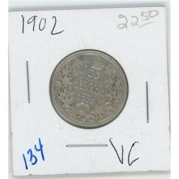 1902  Canadian 25 Cent Coin